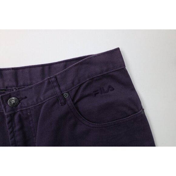Deadstock Vintage 90s Fila Mens 36x34 Spell Out Baggy Skateboard Jeans Purple - Picture 5 of 13